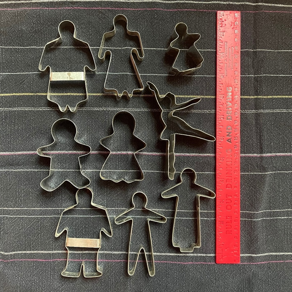 Vintage metal cookie cutters - people